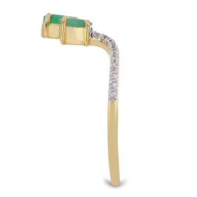 BUY NATURAL EMERALD GEMSTONE RING IN GOLD PLATED FINISH